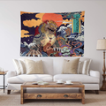 Spanker Space Ukiyoe Red White and Blue Japanese Mythical Creature The Great Waves Godzilla Fabric Tapestry 60 x 80 inches Wall Hangings with Hanging Accessories for Wall Art Home Dorm Decor Home & Garden > Decor > Seasonal & Holiday Decorations SPANKER SPACE Mythical Creaturelight 48" L x 60" W 