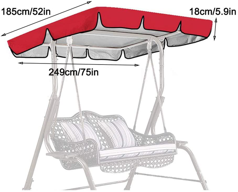 Replacement Canopy Top Cover for Garden Traditional Swing 75"x52" Outdoor Patio Swing Canopy Replacement Porch Top Cover for Seat Furniture Home & Garden > Lawn & Garden > Outdoor Living > Porch Swings CALIDAKA   