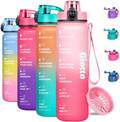 Giotto 32oz Motivational Water Bottle with Times & Removable Strainer to drink, Resuable Leakproof BPA Free Sports Water Jug to Remind You Drink More Water Sporting Goods > Outdoor Recreation > Winter Sports & Activities Giotto A8.Pink/Red Gradient 32OZ 