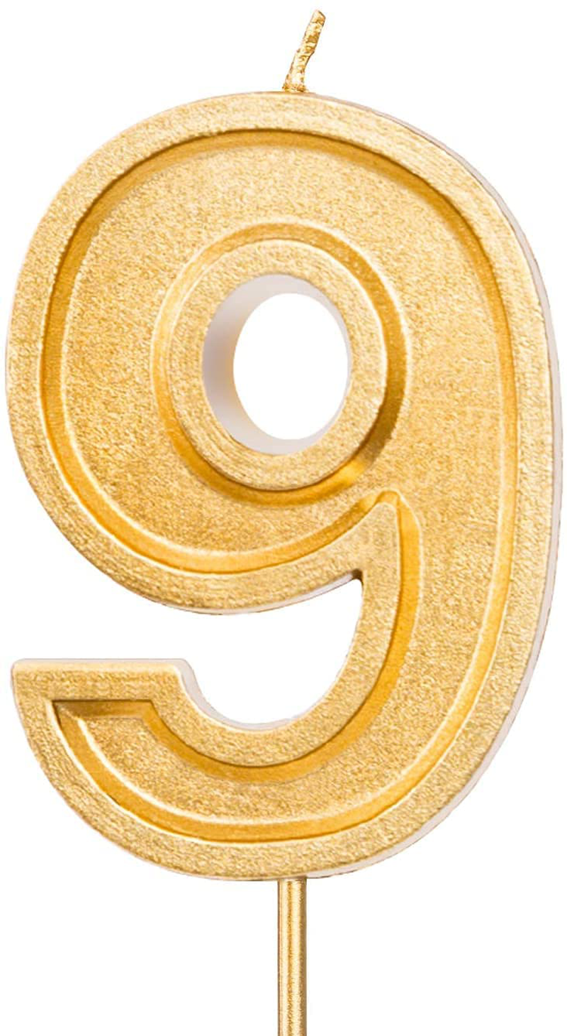 LUTER 2.76 Inches Large Birthday Candles Gold Glitter Birthday Cake Candles Number Candles Cake Topper Decoration for Wedding Party Kids Adults (1) Home & Garden > Decor > Home Fragrances > Candles LUTER 9  