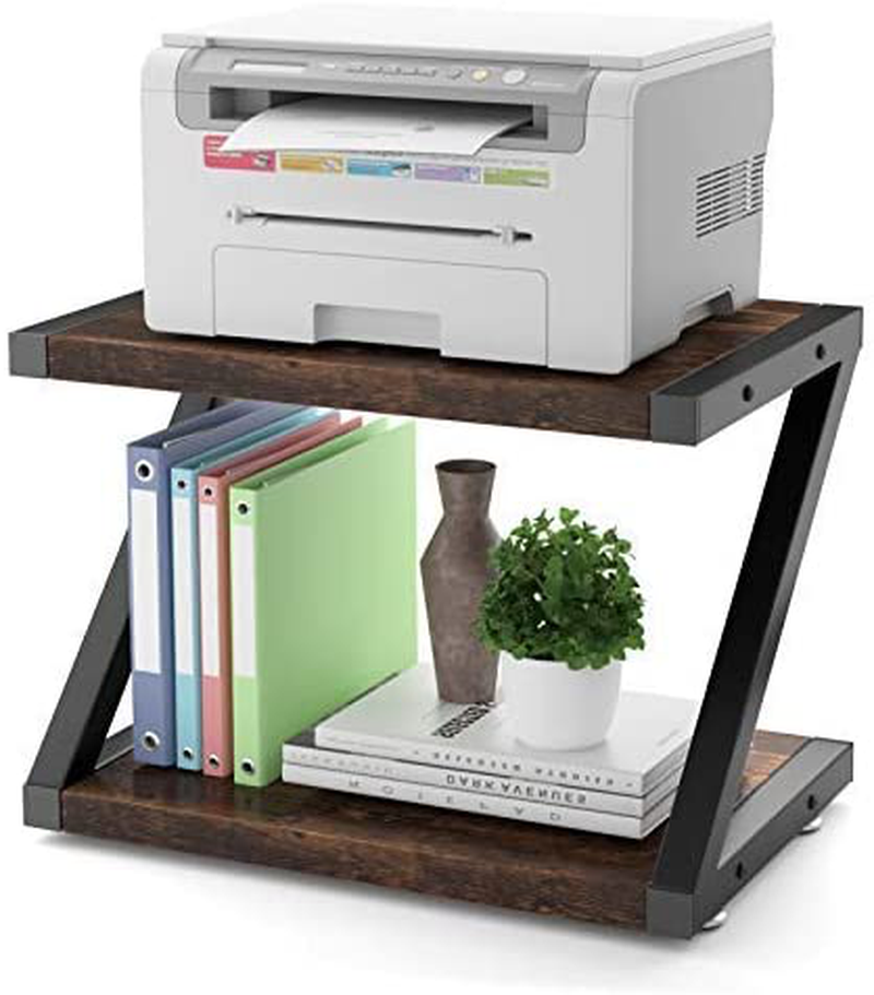 Desktop Stand for Printer - Desktop Shelf with Anti - Skid Pads for Space Organizer as Storage Shelf, Book Shelf, Double Tier Tray with Hardware & Steel for Mini 3D Printer by HUANUO (Wood) Electronics > Print, Copy, Scan & Fax > Printer, Copier & Fax Machine Accessories HUANUO Vintage  