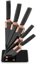elabo 5 Pieces Black Kitchen Knife Set Stainless Steel Non Stick Coating Knives with Base, Rose Gold Handle, Home & Garden > Kitchen & Dining > Kitchen Tools & Utensils > Kitchen Knives elabo 5 Pieces with base  