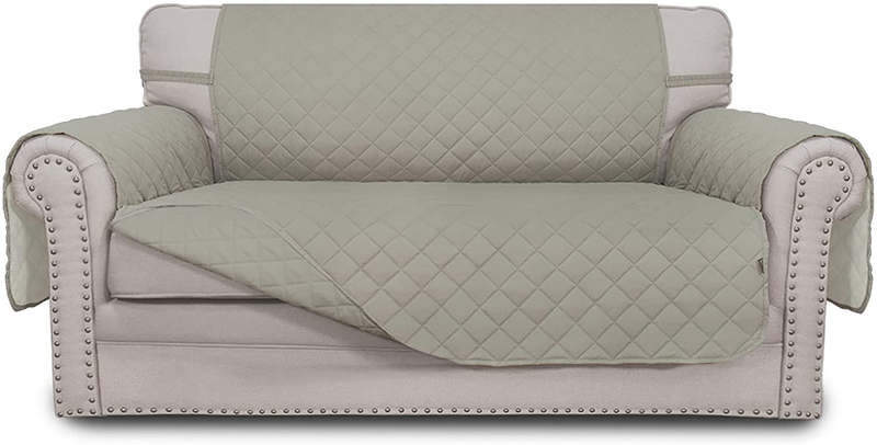 Easy-Going Sofa Slipcover Reversible Loveseat Sofa Cover Couch Cover for 2 Cushion Couch Furniture Protector with Elastic Straps for Pets Kids Dog Cat (Oversized Loveseat, Gray/Light Gray) Home & Garden > Decor > Chair & Sofa Cushions Easy-Going Beige/Beige 46'' 
