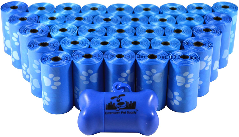 Downtown Pet Supply Dog Pet Waste Poop Bags with Leash Clip and Bag Dispenser - 180, 220, 500, 700, 880, 960, 2200 Bags Animals & Pet Supplies > Pet Supplies > Dog Supplies Downtown Pet Supply Blue with Paw Prints 700 Bags 