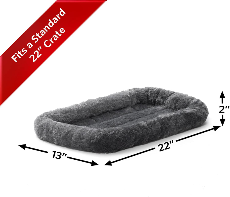 New World Gray Dog Bed | Bolster Dog Bed Fits Metal Dog Crates | Machine Wash & Dry