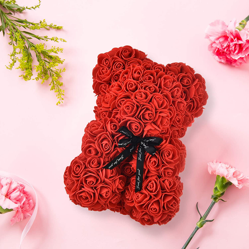 Rose Teddy Bear Rose Bear Gifts for Girlfriend Mom Birthday Gifts for Women Gifts for Her Gifts for Mom Anniversary Mother Gifts Rose Flower Valentines Day Birthday Gifts - Rose Bear with Box (Red) Home & Garden > Decor > Seasonal & Holiday Decorations Rose Teddy Bear   