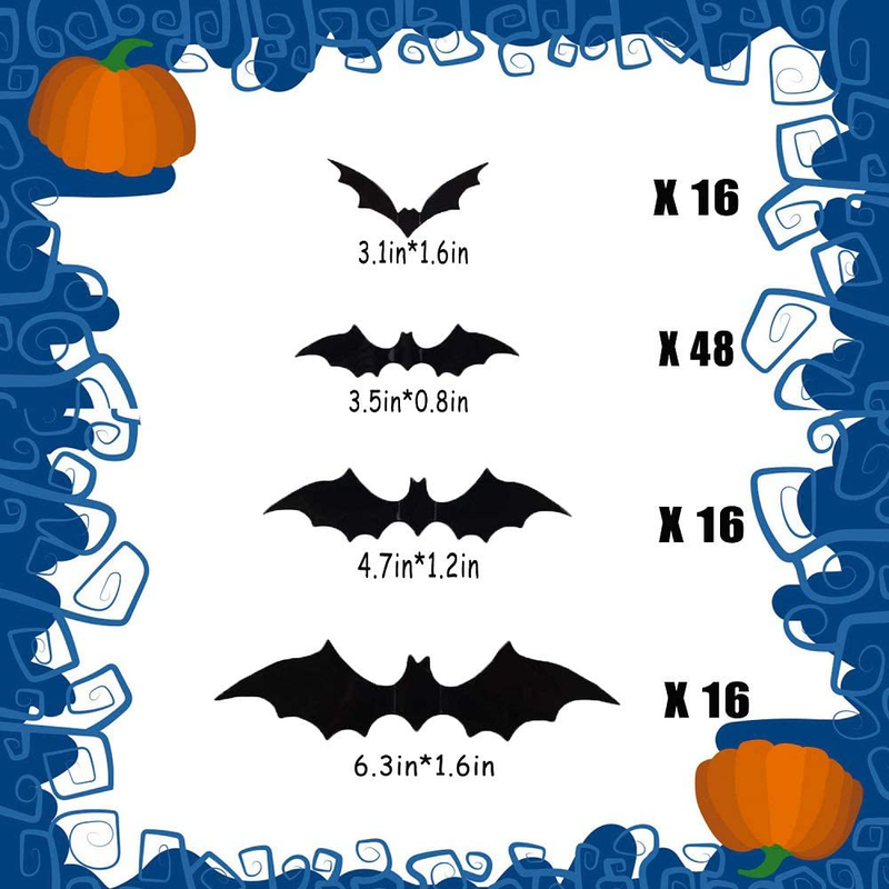 Halloween 3D Bats Decoration, 96 PCS 4 Sizes Realistic PVC Scary Bats Window Decal Wall Stickers for DIY Home Bathroom Indoor Hallowmas Decoration Party Supplies Arts & Entertainment > Party & Celebration > Party Supplies PLBAG   