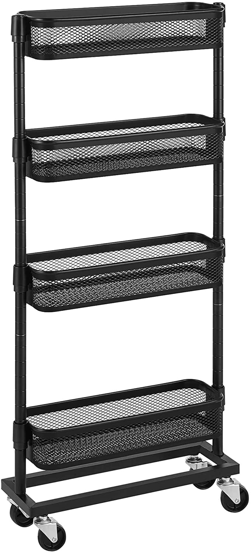 SONGMICS Slim Storage Cart, 4-Tier Slide-Out Trolley for Small Spaces, Bathroom and Kitchen, with Wire Baskets, Space Saving, Easy Assembly, White UBSC065W01 Home & Garden > Kitchen & Dining > Food Storage SONGMICS Black  