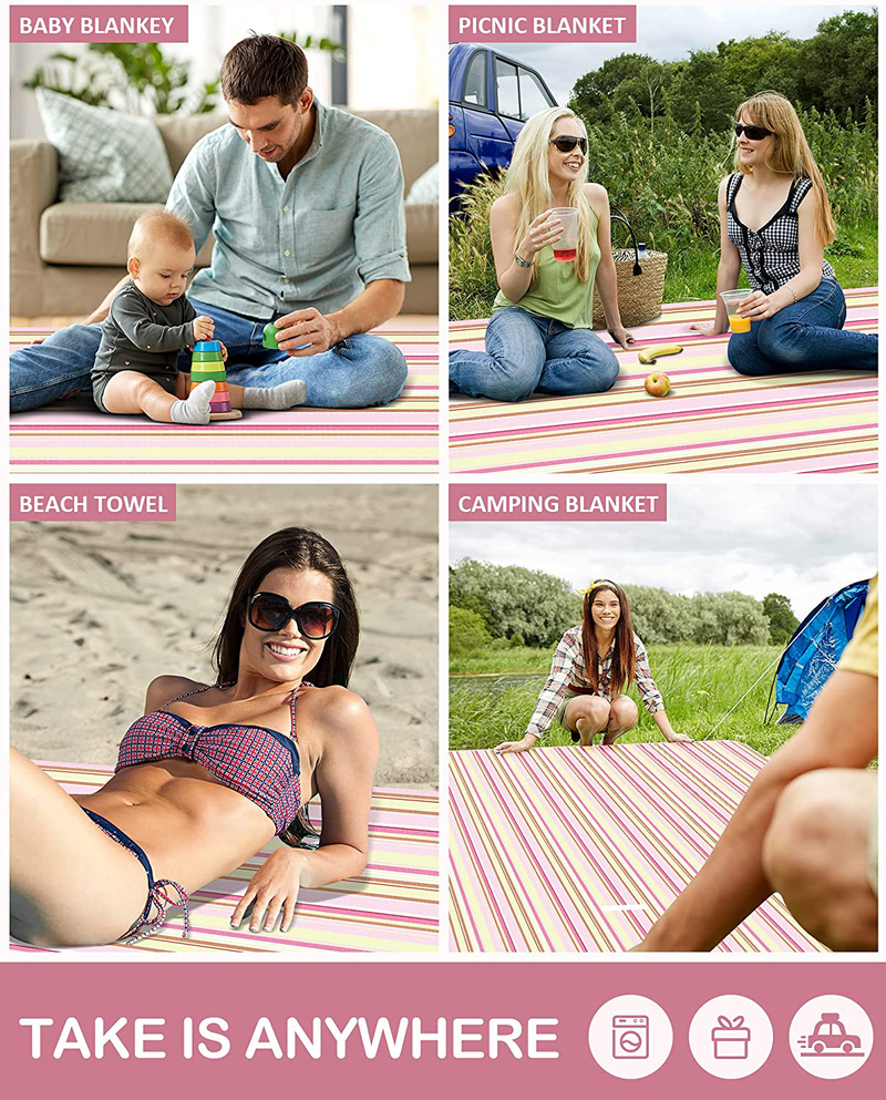 CLINFISH 80"x80" Extra Large Outdoor Picnic Blanket Protable Waterproof Blanket, Sand Proof Beach Mat Family Outdoor Blanket for Camping Hiking Travel Home & Garden > Lawn & Garden > Outdoor Living > Outdoor Blankets > Picnic Blankets CLINFISH   
