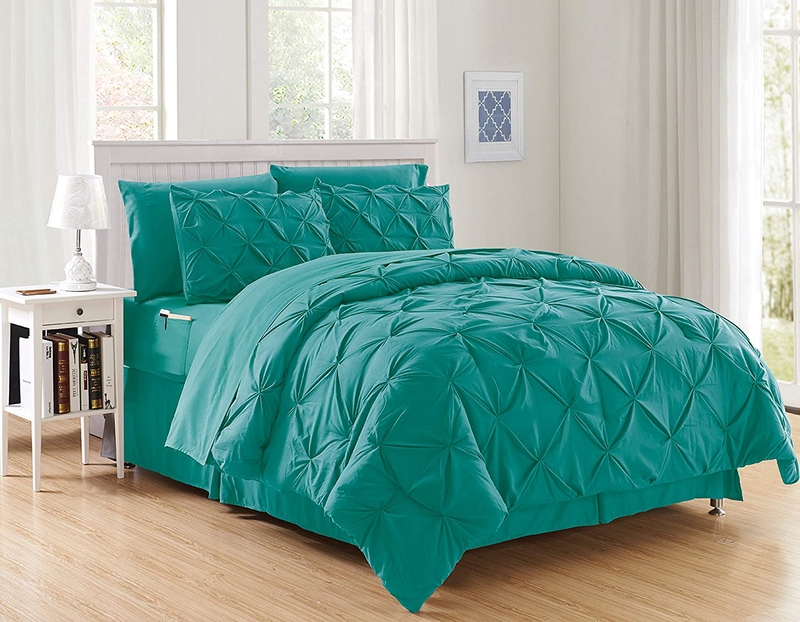 Luxury Best, Softest, Coziest 8-Piece Bed-in-a-Bag Comforter Set on Amazon! Elegant Comfort - Silky Soft Complete Set Includes Bed Sheet Set with Double Sided Storage Pockets, King/Cal King, White Home & Garden > Linens & Bedding > Bedding Elegant Comfort Turquoise Twin/Twin XL 