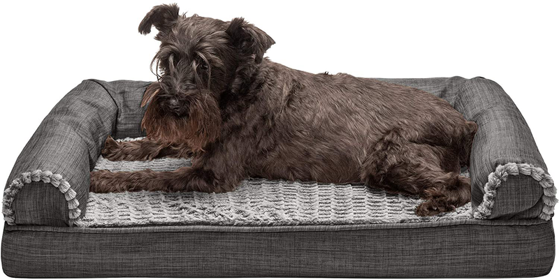 Furhaven Orthopedic, Cooling Gel, and Memory Foam Pet Beds for Small, Medium, and Large Dogs and Cats - Luxe Perfect Comfort Sofa Dog Bed, Performance Linen Sofa Dog Bed, and More Animals & Pet Supplies > Pet Supplies > Dog Supplies > Dog Beds Furhaven Faux Fur & Linen Charcoal Sofa Bed (Cooling Gel Foam) Medium (Pack of 1)