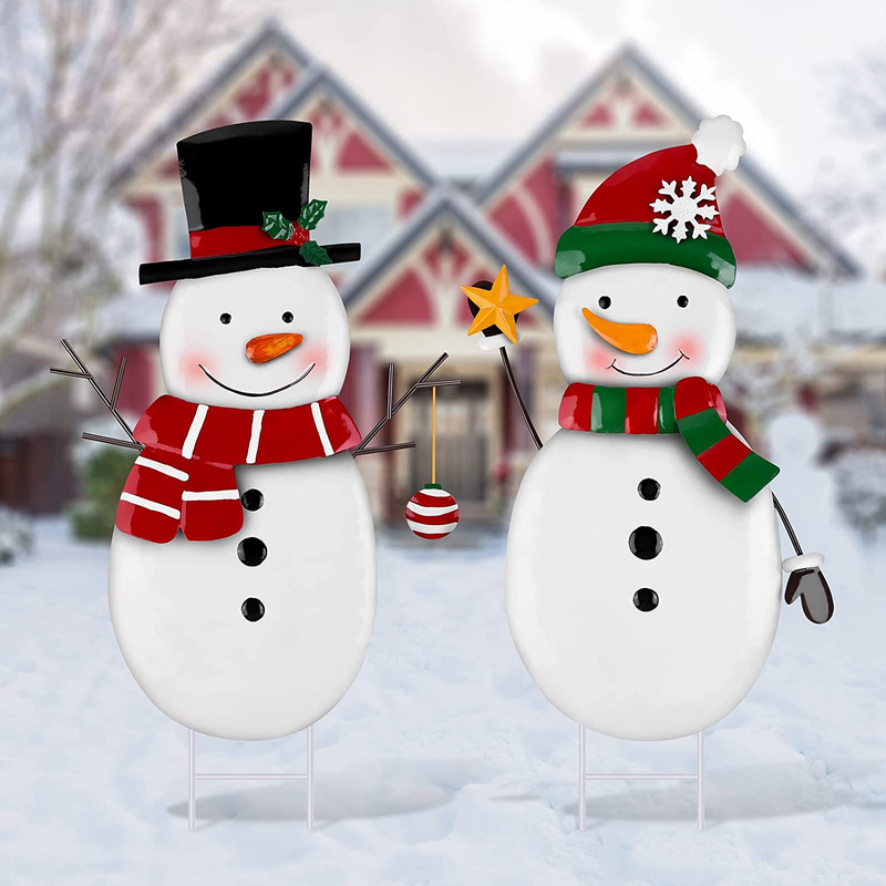 Ruisita Metal Christmas Yard Sign Metal Christmas Tree Santa Claus Snowman Yard Stake Metal Holiday Outdoor Garden Signs with Stakes for Outdoor Garden Lawn Pathway Christmas Decoration Yard Home & Garden > Decor > Seasonal & Holiday Decorations& Garden > Decor > Seasonal & Holiday Decorations Ruisita Snowman  