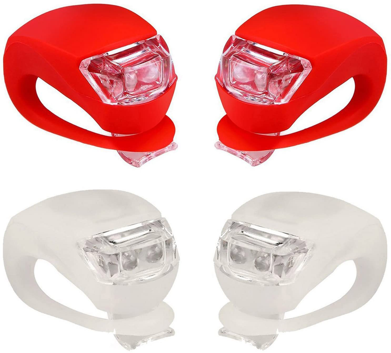 Malker Bicycle Light Front and Rear Silicone LED Bike Light Set - Bike Headlight and Taillight,Waterproof & Safety Road,Mountain Bike Lights,Batteries Included,4 Pack(2pcs White and 2pcs Red Light) Sporting Goods > Outdoor Recreation > Cycling > Bicycle Parts Malker 2pcs White & 2pcs Red  
