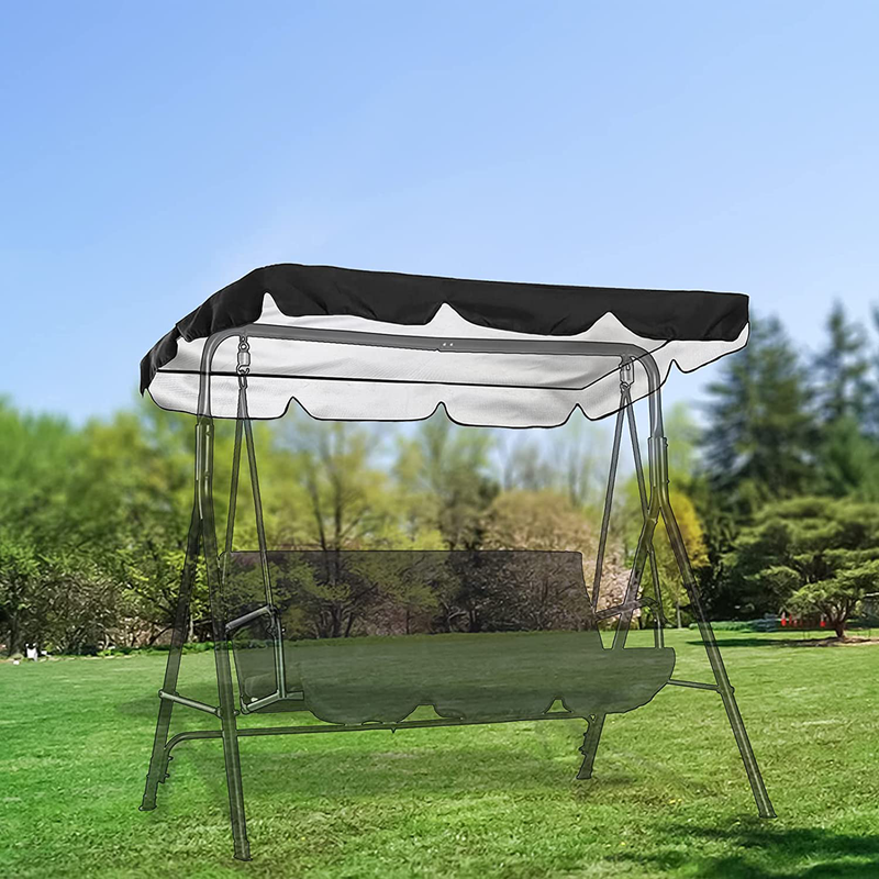 Flymer Waterproof Anti-UV Patio Swing Canopy Replacement Top Cover 55x47, Outdoor Canopy Swing Replacement Cover with 3 Velcro Straps per Side,Black Home & Garden > Lawn & Garden > Outdoor Living > Porch Swings Flymer   