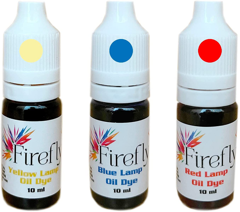 Firefly Colored Lamp Oil and Candle Dye 3-Pack | Create Yellow, Green, Red, Blue Lamp Oil | Use in Liquid, Smokeless, Odorless Paraffin Lamp Oil Home & Garden > Lighting Accessories > Oil Lamp Fuel Firefly Fuel, Inc. Multicolor  