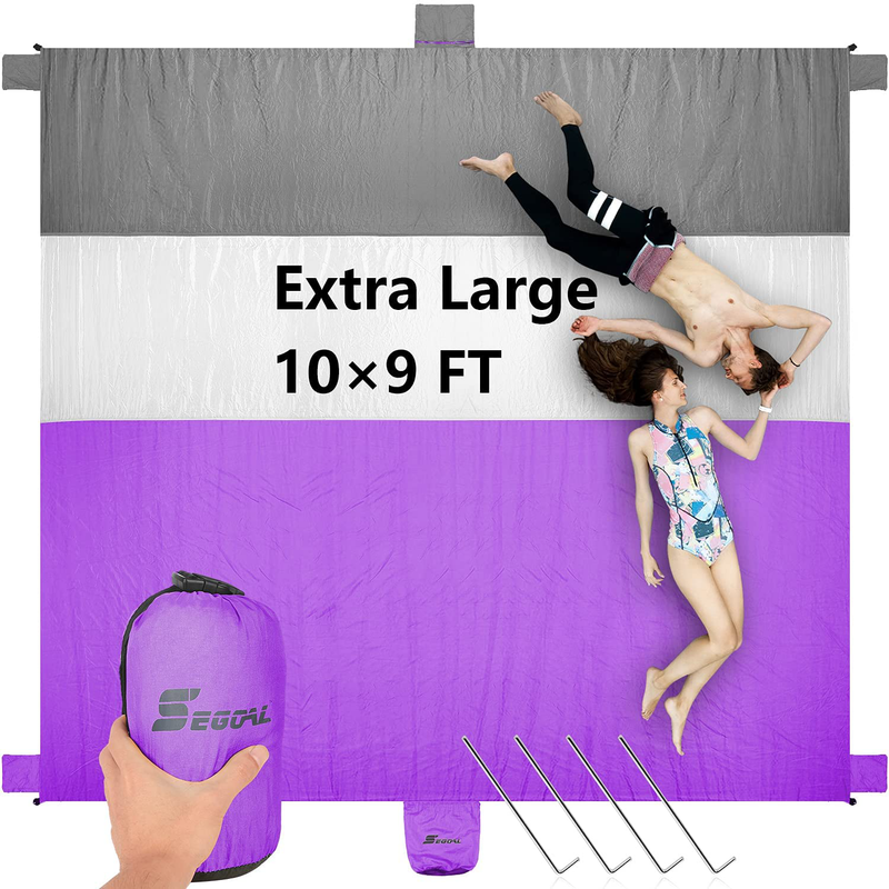 SEGOAL Sand Free Beach Blanket Large Oversized Waterproof Soft Lightweight Durable Quick Drying Portable Sand Proof Mat for Adults Family Picnic Travel Camping Hiking with 4 Corner Pockets Home & Garden > Lawn & Garden > Outdoor Living > Outdoor Blankets > Picnic Blankets SEGOAL Purple 10' X 9' 