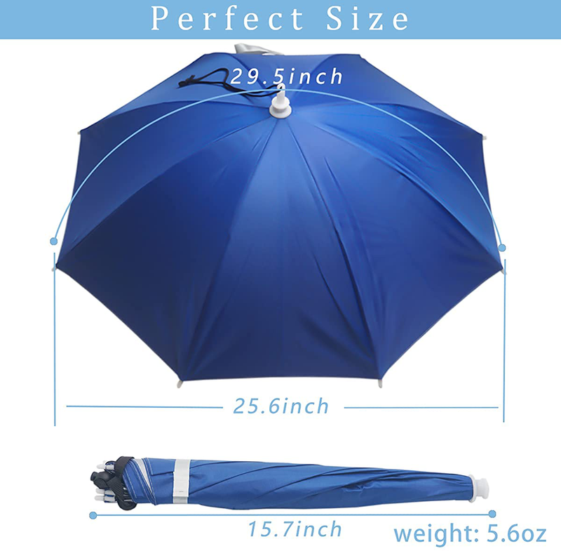 Qukipet Umbrella Hat, 25 inch Fishing Umbrella Cap for Adults and Kids, Hands Free Umbrella Elastic Folding Compact UV&Rain Protection Headwear for Fishing Golf Gardening Outdoor
