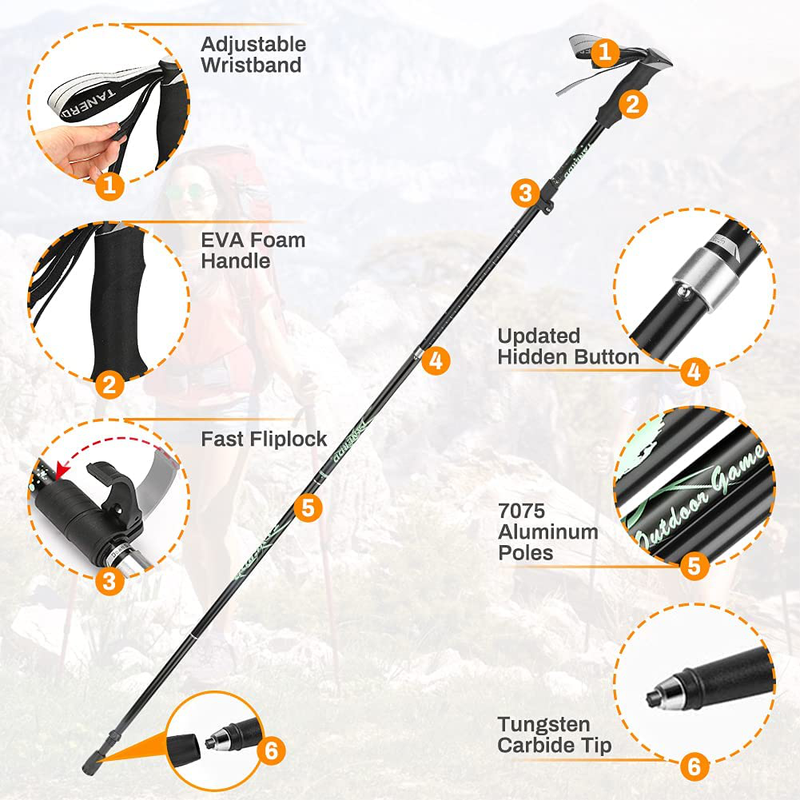 Hiking Poles, Number-One Collapsible Trekking Poles 2 Pack Ultralight Aluminum Alloy Walking Sticks with EVA Grip and Quick Lock System, Telescopic Hiking Sticks for Men Women Hiking Camping Outdoor Sporting Goods > Outdoor Recreation > Camping & Hiking > Hiking Poles Number-one   