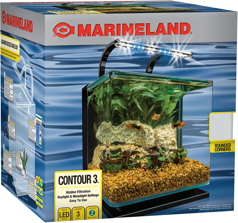 MarineLand Contour Glass Aquarium Kit with Rail Light