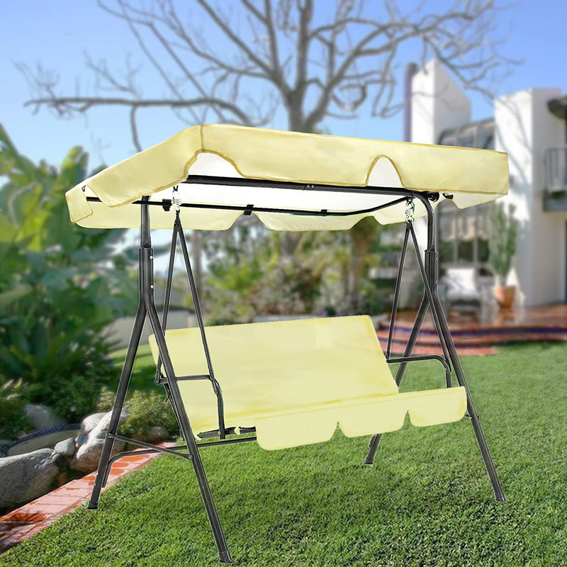Fenghome Patio Swing Canopy Cover Replacement Outdoor Swing Top Replacement Cover for Outdoor Waterproof Garden Patio Seat Swing Cover with 3 Paste Closures Each Side(Beige, 65x45x5.9in) Home & Garden > Lawn & Garden > Outdoor Living > Porch Swings Fenghome   