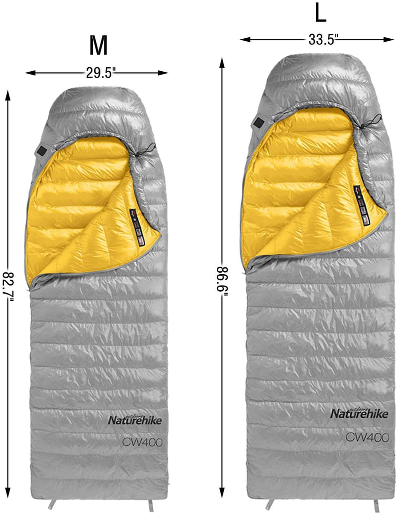 Naturehike Ultralight Goose down Sleeping Bag 750/550 Fill Power Compact Portable 3-4 Season for Adults & Kids Cold Weather Waterproof - Backpacking, Camping, Hiking, Traveling with Compression Sack