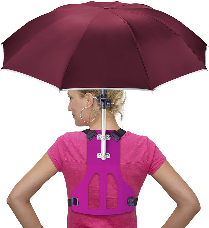 Primo Supply Wearable Hands-Free Umbrella Sun Rain Blocker Fishing Outdoor Use Running Jogging Get Shade and Avoid Hot Afternoons Outside and UV Sunburn Home & Garden > Lawn & Garden > Outdoor Living > Outdoor Umbrella & Sunshade Accessories Primo Supply RED / RED  