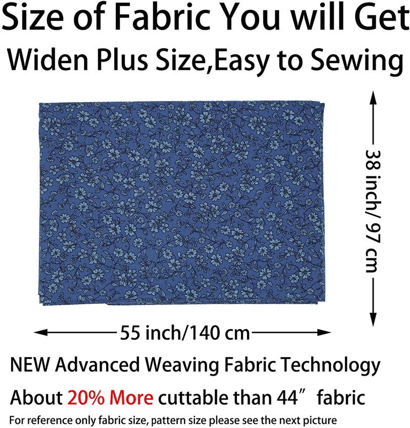 Master FAB -100% Cotton Fabric by The Yard for Sewing DIY Crafting Fashion Design Printed Floral(Spring Flowers Blue)