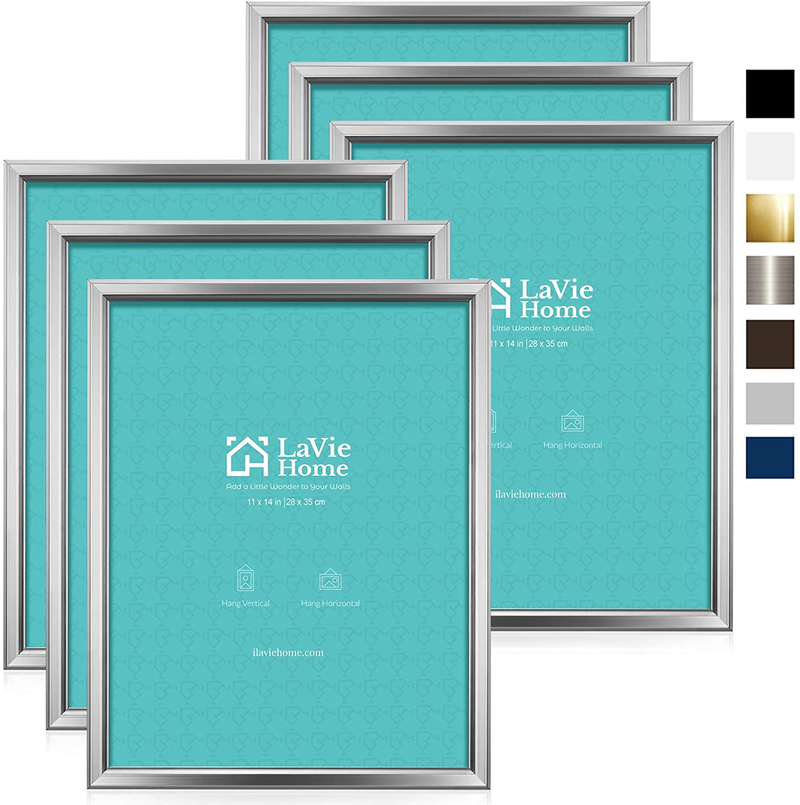 LaVie Home 4x6 Picture Frames (6 Pack, Black) Simple Designed Photo Frame with High Definition Glass for Wall Mount & Table Top Display, Set of 6 Classic Collection Home & Garden > Decor > Picture Frames LaVie Home Silver 11x14 