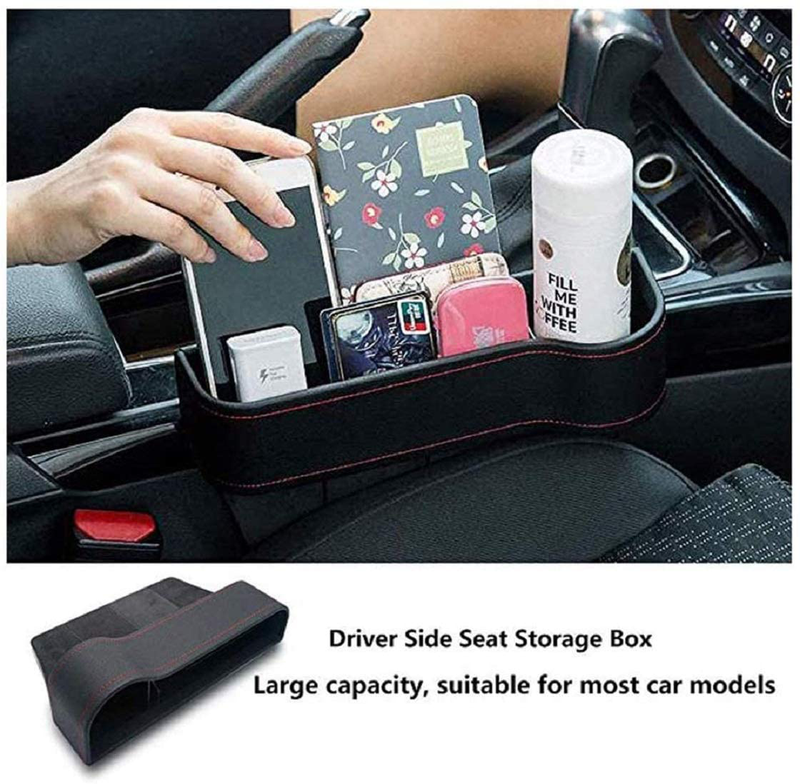 Fincy Palmoo Premium Car Seat Storage Pockets Box PU Leather Organizer Auto Gap Pocket Stowing Tidying for Phone Key Card Coin Case Accessoies，Car Interior Accessories (Black)  Fincy Palmoo   