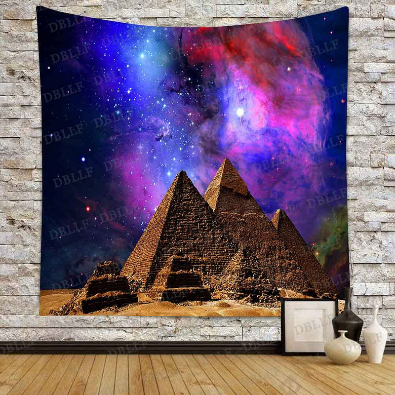 DBLLF Sacred Pyramid Tapestry Egypt Travel Tapestry Starry Sky Tapestry,Queen Size 80"x60" Flannel Art Tapestries,for Living Room Dorm Bedroom Home Decorations DBZY331 Home & Garden > Decor > Artwork > Decorative TapestriesHome & Garden > Decor > Artwork > Decorative Tapestries DBLLF 60Wx60L  