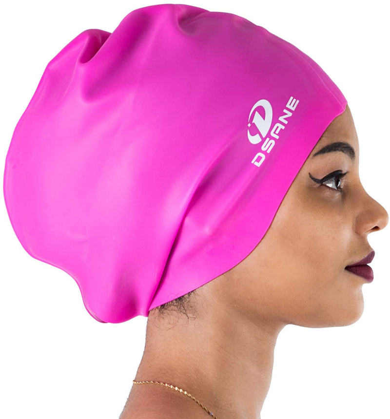 Dsane Extra Large Swimming Cap for Women and Men,Special Design Swim Cap for Very Long Thick Curly Hair&Dreadlocks Weaves Braids Afros Silicone Keep Your Hair Dry Sporting Goods > Outdoor Recreation > Boating & Water Sports > Swimming > Swim Caps Dsane fuchsia  