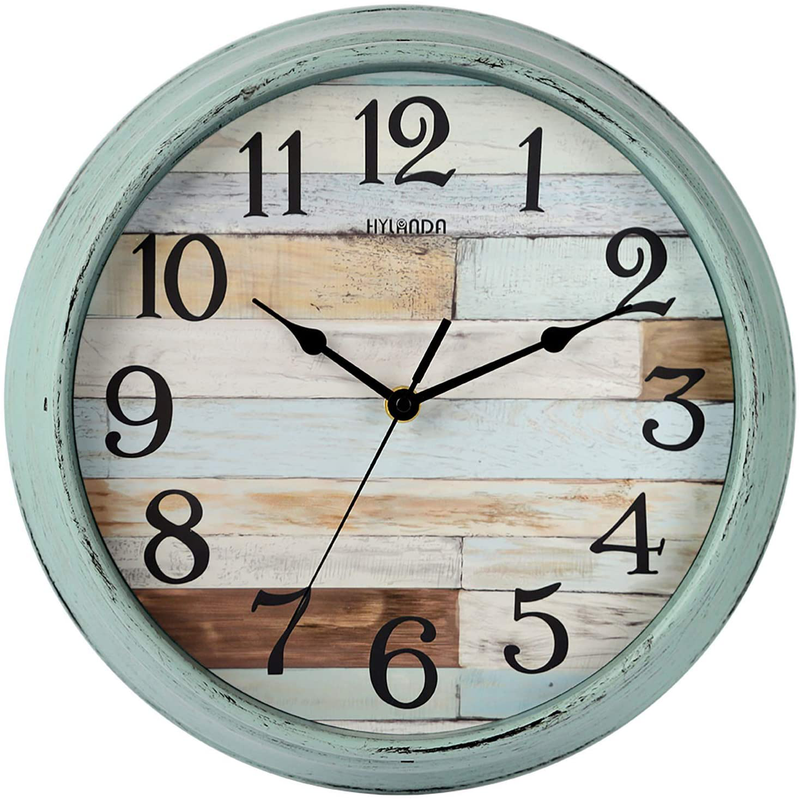 HYLANDA 12 Inch Vintage/Retro Wall Clock, Silent Non-Ticking Decorative Wall Clocks Battery Operated with Large Numbers&HD Glass Easy to Read for Kitchen/Living Room/Bathroom/Bedroom/Office Home & Garden > Decor > Clocks > Wall Clocks HYLANDA Pale Green  