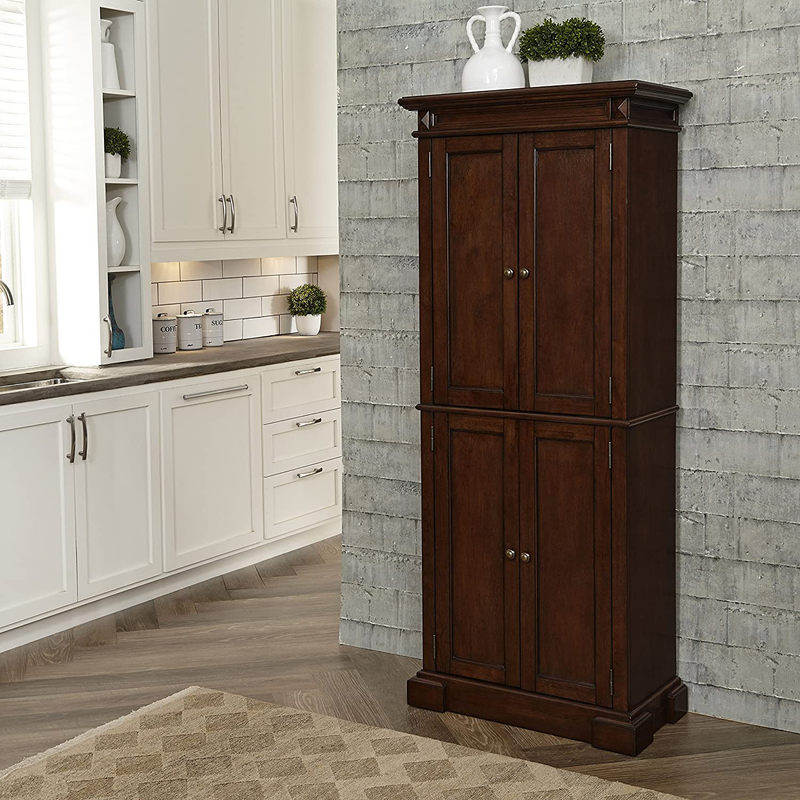 Home Styles Freestanding Americana Kitchen Pantry in Cherry Finish Constructed of Hardwood Solids with Four Storage Doors, Four Adjustable Shelves Home & Garden > Kitchen & Dining > Food Storage Home Styles   