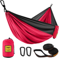 Puroma Camping Hammock Single & Double Portable Hammock Ultralight Nylon Parachute Hammocks with 2 Hanging Straps for Backpacking, Travel, Beach, Camping, Hiking, Backyard Home & Garden > Lawn & Garden > Outdoor Living > Hammocks Puroma Red & Black Large 