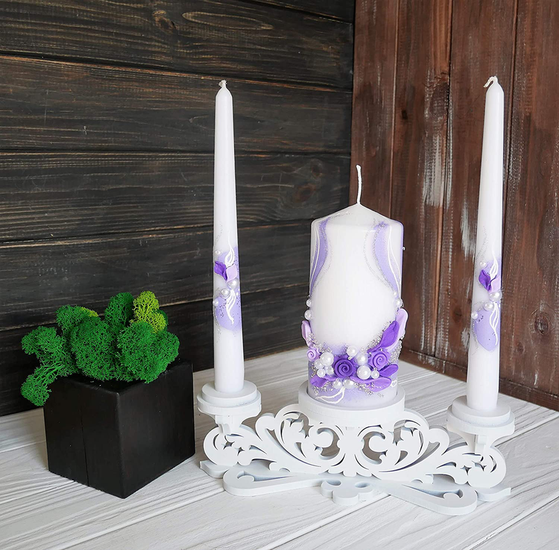 Magik Life Unity Candle Set for Wedding - Wedding Accessories for Reception and Ceremony - Decorative Pillars Violet