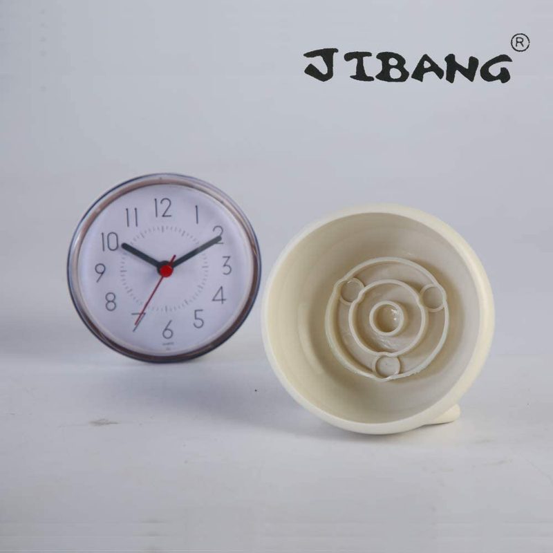 JIBANG Bathroom Wall Clock, Waterproof Suction Cup Silent Non Ticking Clocks with Stand for Desk Bedroom Home Office School (4 Inch, Grey)