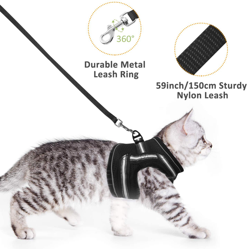 JOYO Small Cat Vest Harness, Breathable Soft Cat Harness and Lesh, Adjustable Easy Control Kitty Harness Escape Proof with Reflective Strap, Size M: Chest Girth:13.9-15.5 in, Weight 9-12 lb Animals & Pet Supplies > Pet Supplies > Cat Supplies > Cat Apparel JOYO   