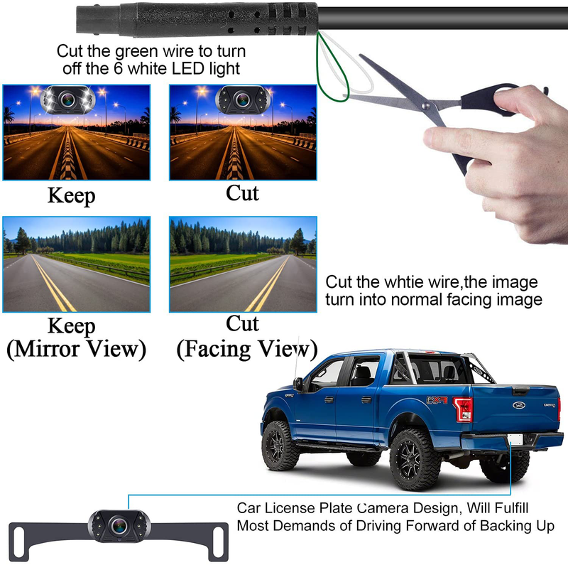LeeKooLuu LK3 HD 1080P Backup Camera with Monitor Kit OEM Driving Hitch Rear/Front View Observation System for Cars,Trucks,Vans,Campers Waterproof Super Night Vision DIY Grid Lines
