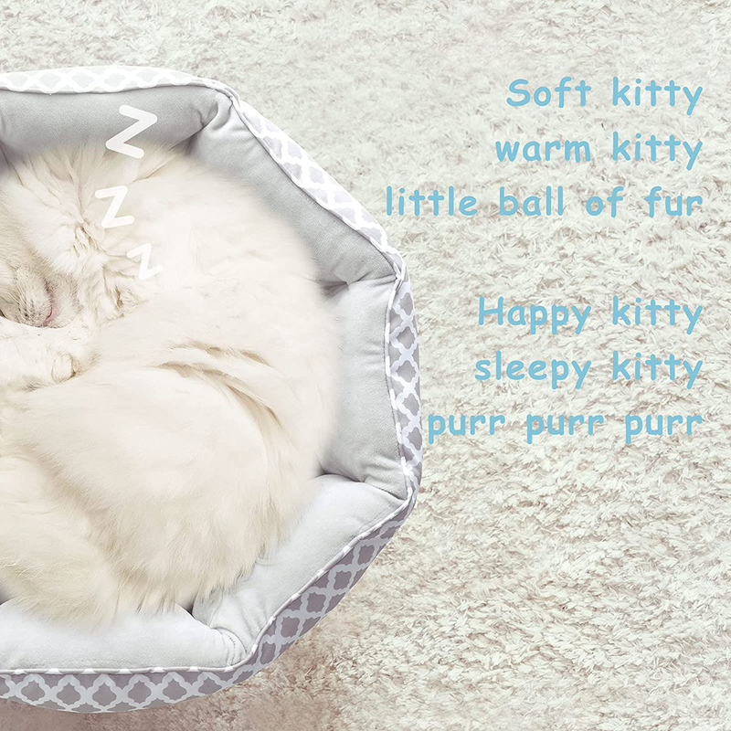 JOYO Cat Bed for Indoor Cats, Small Dog Bed for Small Dogs, round Plush Cat Bed with Waterproof Non-Slip Bottom, Double-Sided Soft Flannel Kitten Cushion Bed for Kittens, Kitty Self Warming Bed Animals & Pet Supplies > Pet Supplies > Dog Supplies > Dog Beds JOYO   