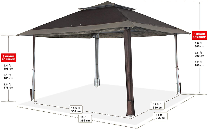 CROWN SHADES 13x13 Canopy Pop up Gazebo Yard Gazebo Canopy, Patented One Push Tent Canopy with Full Auto Awnings, Two Tiered Vented Top, Wheeled Carry Bag, 4 Ropes & Upgrade Stakes, Beige & Coffee Home & Garden > Lawn & Garden > Outdoor Living > Outdoor Structures > Canopies & Gazebos CROWN SHADES   