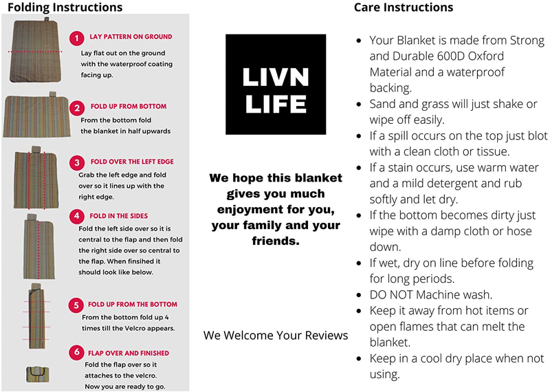 LIVN LIFE Outdoor Waterproof Picnic Blankets Extra Large. Sandproof & Waterproof Blanket for Beach, Park, Camping, Festivals or Travel. Large Picnic Blanket but Portable and Foldable (Black/Orange) Home & Garden > Lawn & Garden > Outdoor Living > Outdoor Blankets > Picnic Blankets LIVN LIFE   