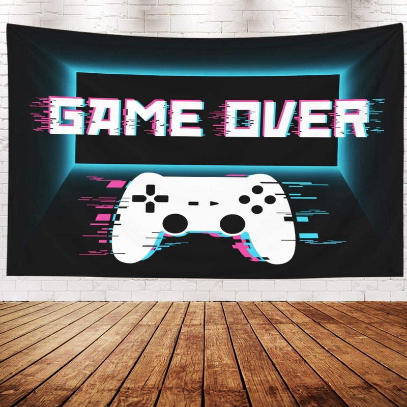 Crannel Gaming Wall Tapestry, Conceptual Abstraction Modern Controller Realistic Game Wireless Mockup Tapestry 80x60 Inches Wall Art Tapestries Hanging Dorm Room Living Home Decorative,Black Blue Home & Garden > Decor > Artwork > Decorative TapestriesHome & Garden > Decor > Artwork > Decorative Tapestries Crannel   