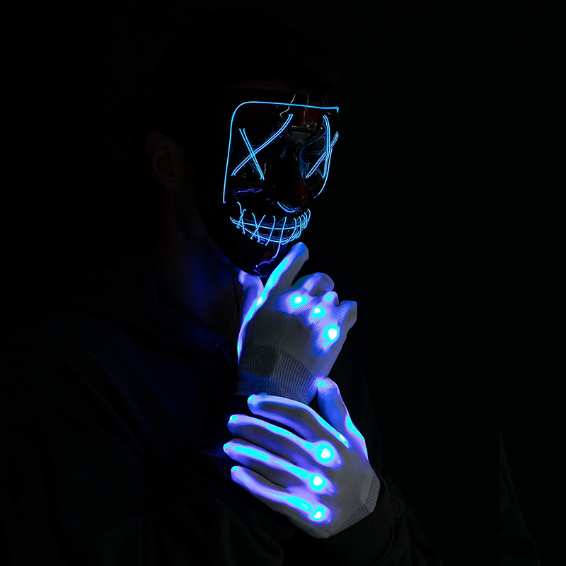 Halloween Led Mask Light Up Scary Mask and Gloves with 3 Lighting Modes for Halloween Cosplay Costume and Party Supplies Apparel & Accessories > Costumes & Accessories > Costumes JOYIN   