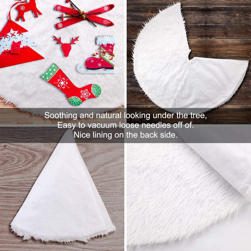 SUGOO Christmas Tree Skirt 48 inches White Plush Faux Fur Classic Used for Xmas Christmas Tree Decorations, New Year Holiday Decorations, Snow White Home & Garden > Decor > Seasonal & Holiday Decorations > Christmas Tree Skirts SUGOO   