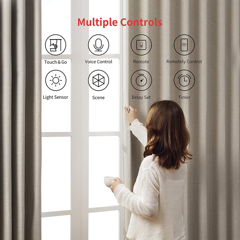SwitchBot Curtain Smart Electric Motor - Wireless App or Automate Timer Control, Add Hub Mini/Plus Compatible with Alexa, Google Home, HomePod, IFTTT (Rod, White)