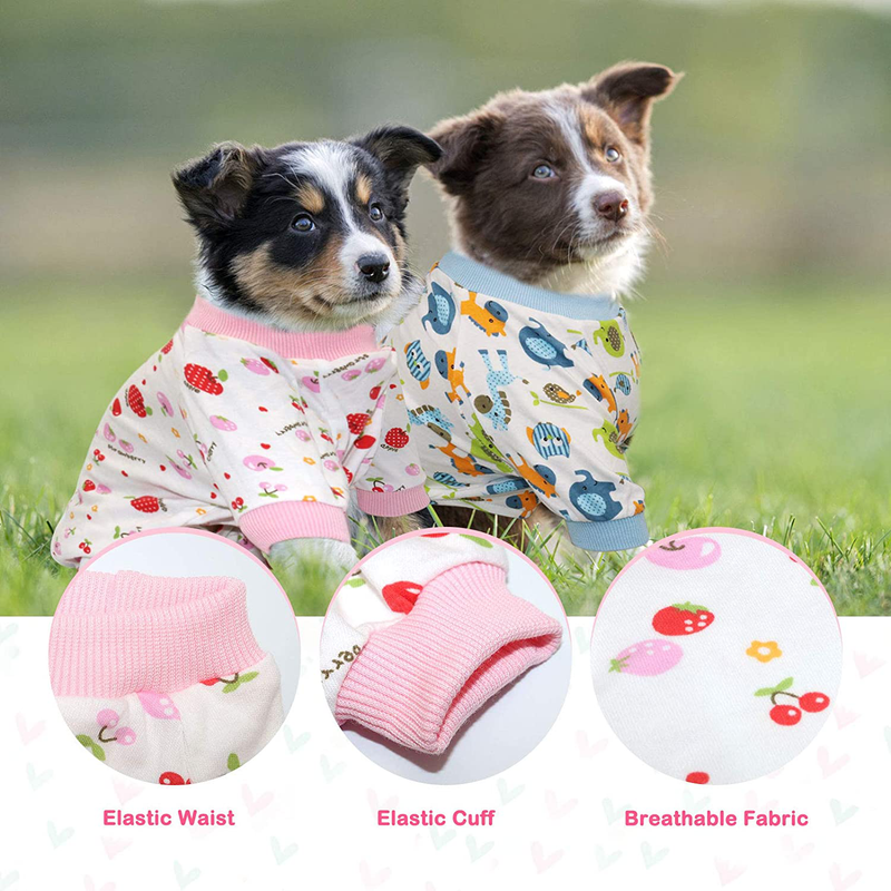 Rypet Small Dog Pajamas 2 Pack - Cute Cat Pajamas Onesie Soft Puppy Rompers Pet Jumpsuits Cozy Bodysuits for Small Dogs and Cats Animals & Pet Supplies > Pet Supplies > Cat Supplies > Cat Apparel RYPET   