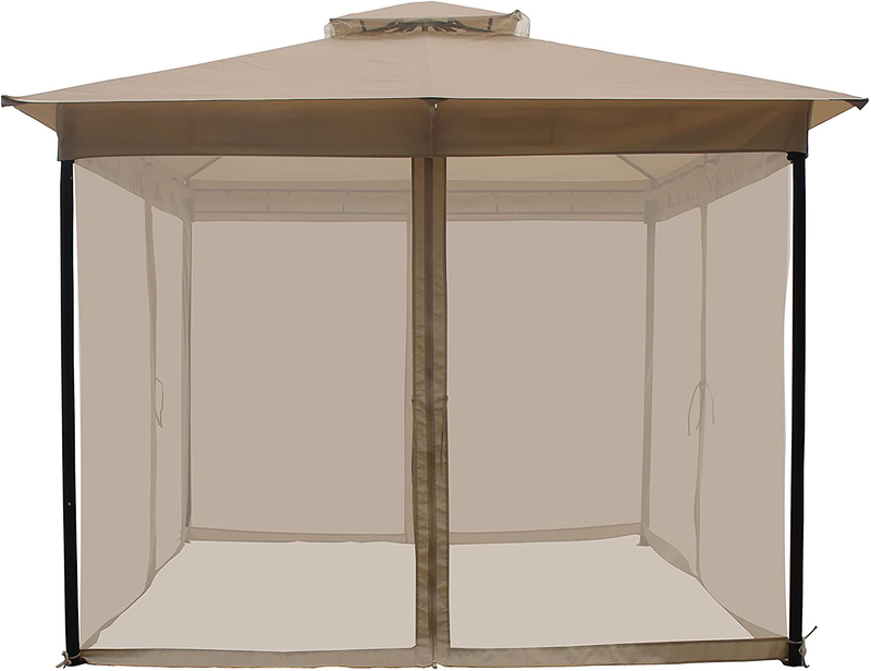 DikaSun Gazebo for Patio 10' x 10' Dual Roof Gazebo with Curtains, Outdoor Shade Canopy Gazebo with Adjustable Top Corner Tubes (Beige) Home & Garden > Lawn & Garden > Outdoor Living > Outdoor Structures > Canopies & Gazebos DikaSun   