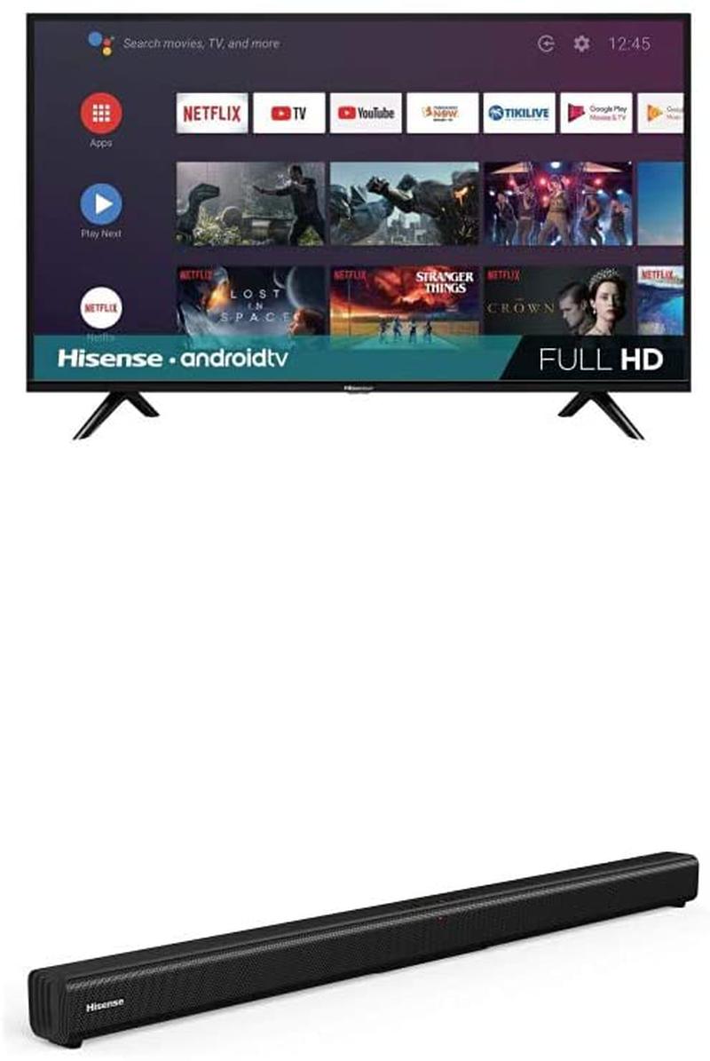 Hisense 43-Inch 43H5500G Full HD Smart Android TV with Voice Remote (2020 Model) Electronics > Video > Televisions Hisense TV with HS205 Soundbar 40-Inch 
