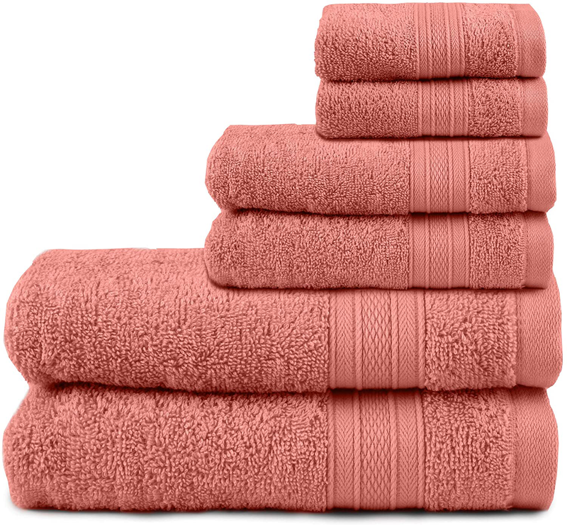 TRIDENT Soft and Plush, 100% Cotton, Highly Absorbent, Bathroom Towels, Super Soft, 6 Piece Towel Set (2 Bath Towels, 2 Hand Towels, 2 Washcloths), 500 GSM, Charcoal Home & Garden > Linens & Bedding > Towels TRIDENT Coral Haze  