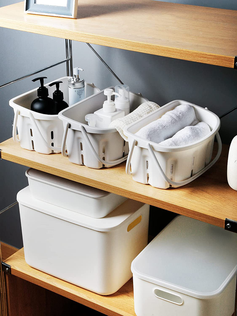 Haundry Plastic Shower Caddy Tote - Hanging Bathroom Organizer with Handle, Portable Storage Basket Bin -Light Gray Sporting Goods > Outdoor Recreation > Camping & Hiking > Portable Toilets & Showers Haundry   